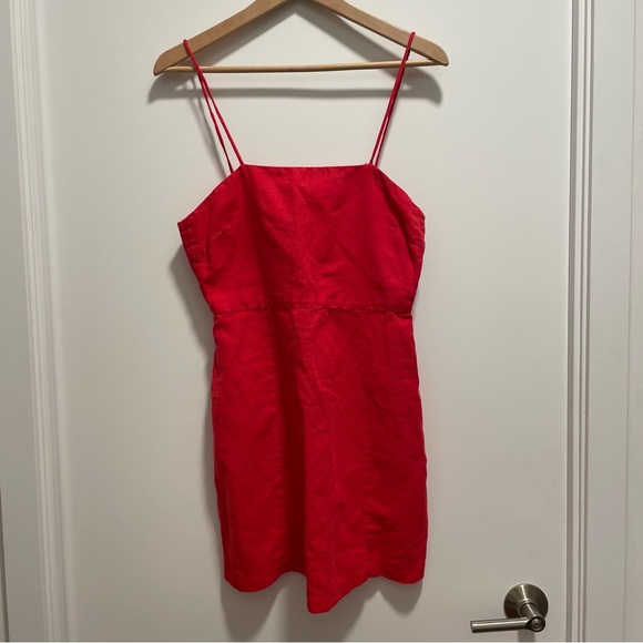 Red linen mini dress - Picture 1 of 3